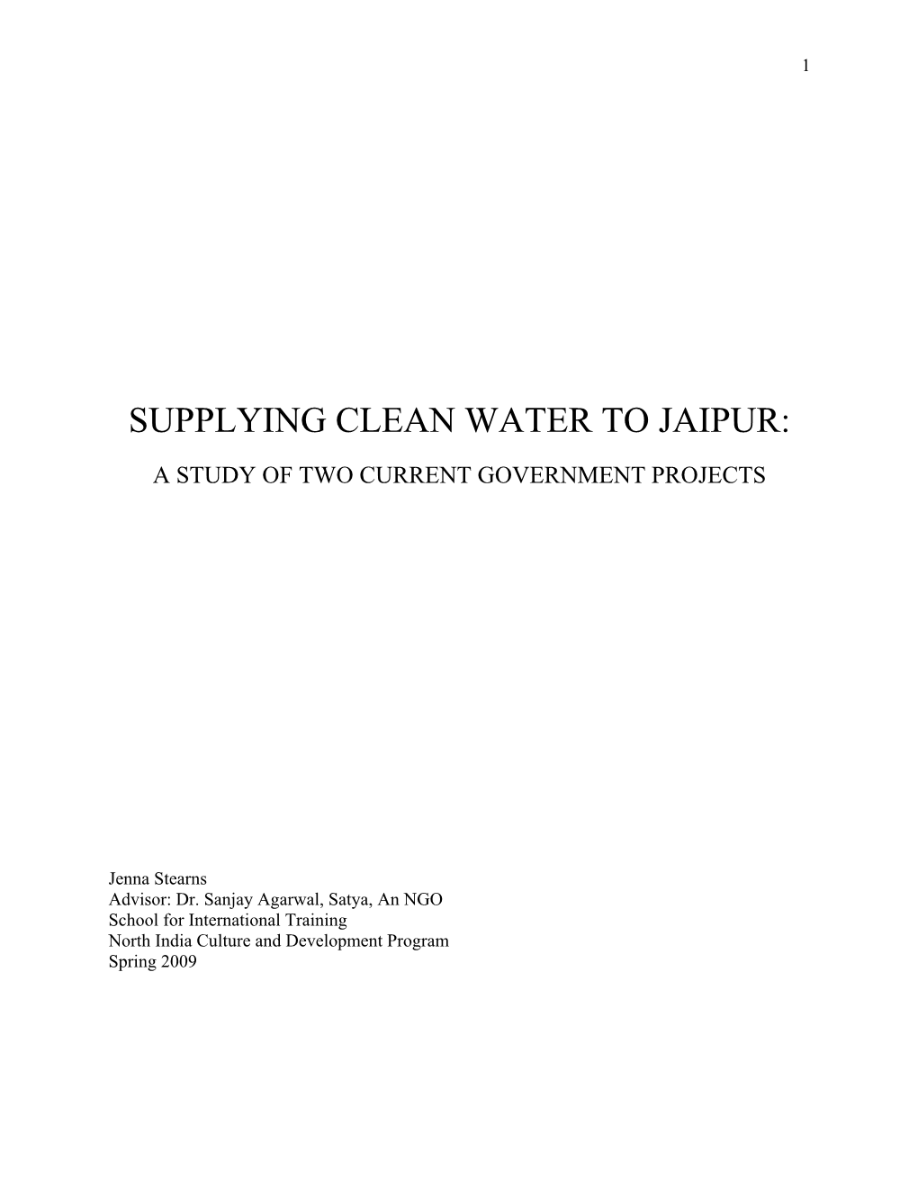 Supplying Clean Water to Jaipur