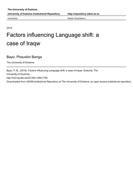 Factors Influencing Language Shift: a Case of Iraqw