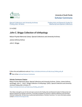 John C. Briggs Collection of Ichthyology