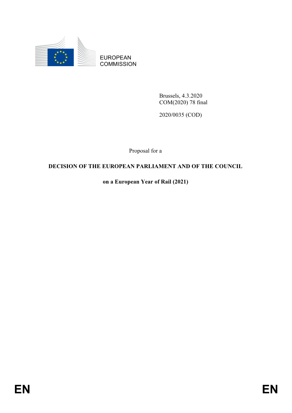 78 Final 2020/0035 (COD) Proposal for a DECISION of the EUROPEAN PARLIAMENT AN