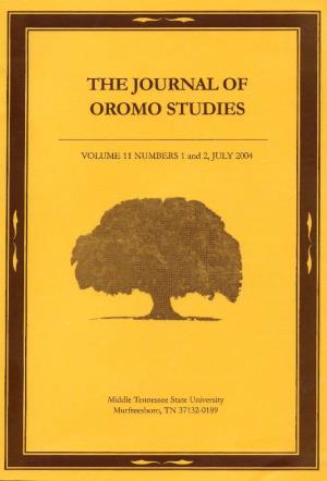 The Journal of Oromo Studies the Journal of Oromo Studies