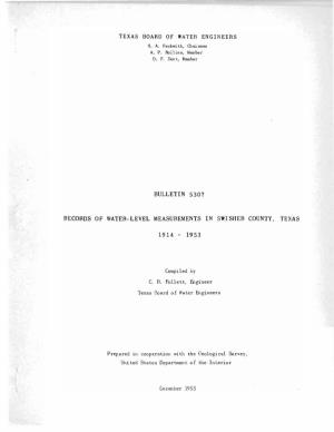 Records of Water-Level Measurements in Swisher County, Texas 1914 - 1953