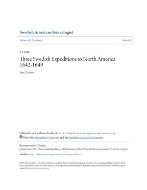 Three Swedish Expeditions to North America 1642-1649 Sten Carlsson