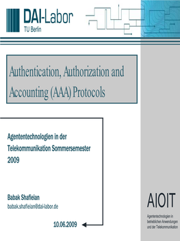 Authentication, Authorization and Accounting (AAA) Protocols