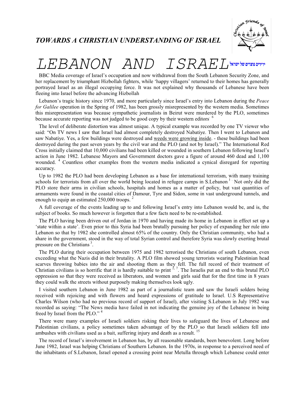 Lebanon and Israel
