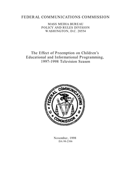 FEDERAL COMMUNICATIONS COMMISSION the Effect Of