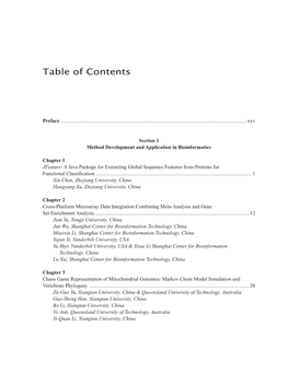 Table of Contents