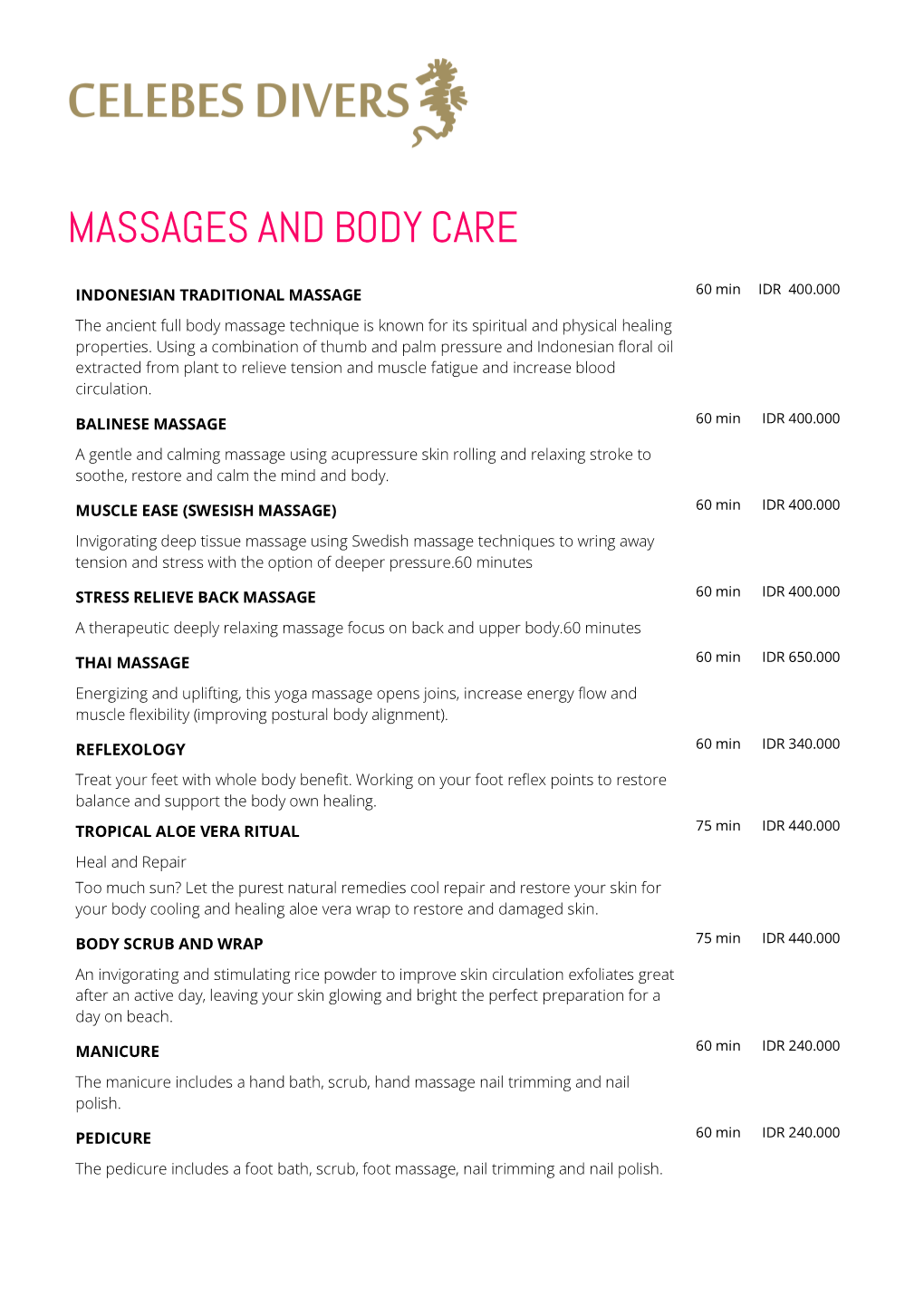 Massages and Bodycare