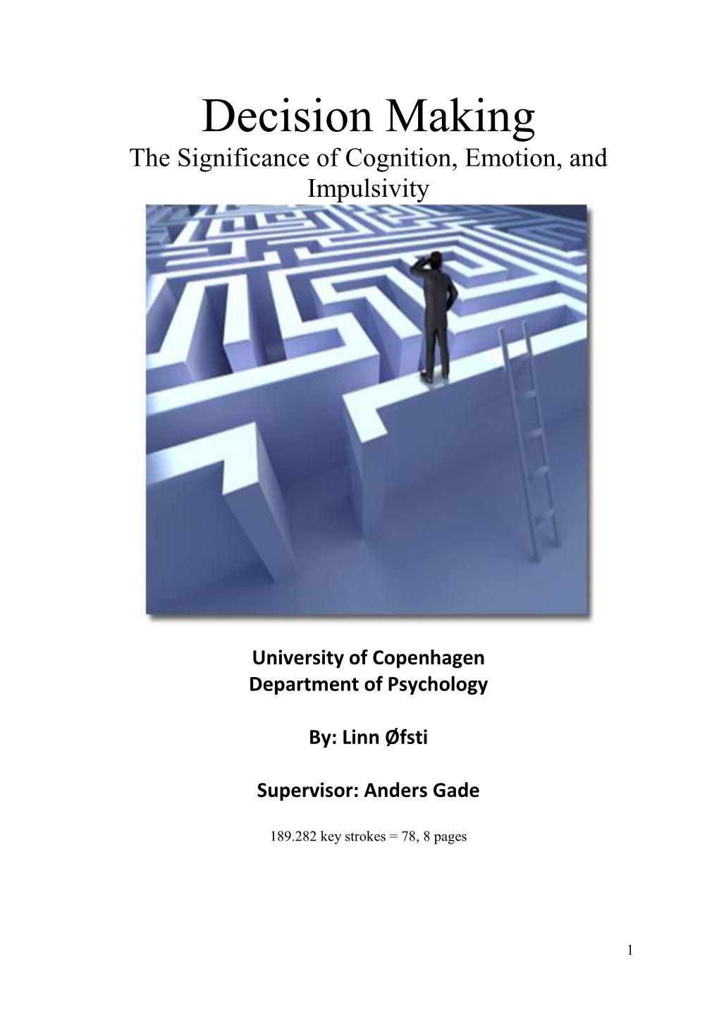 Decision Making the Significance of Cognition, Emotion, and Impulsivity