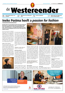 Ineke Postma Heeft a Passion for Fashion Tekst: Nynke Van Der Zee | Foto’S: Fotografie Jaap De Boer