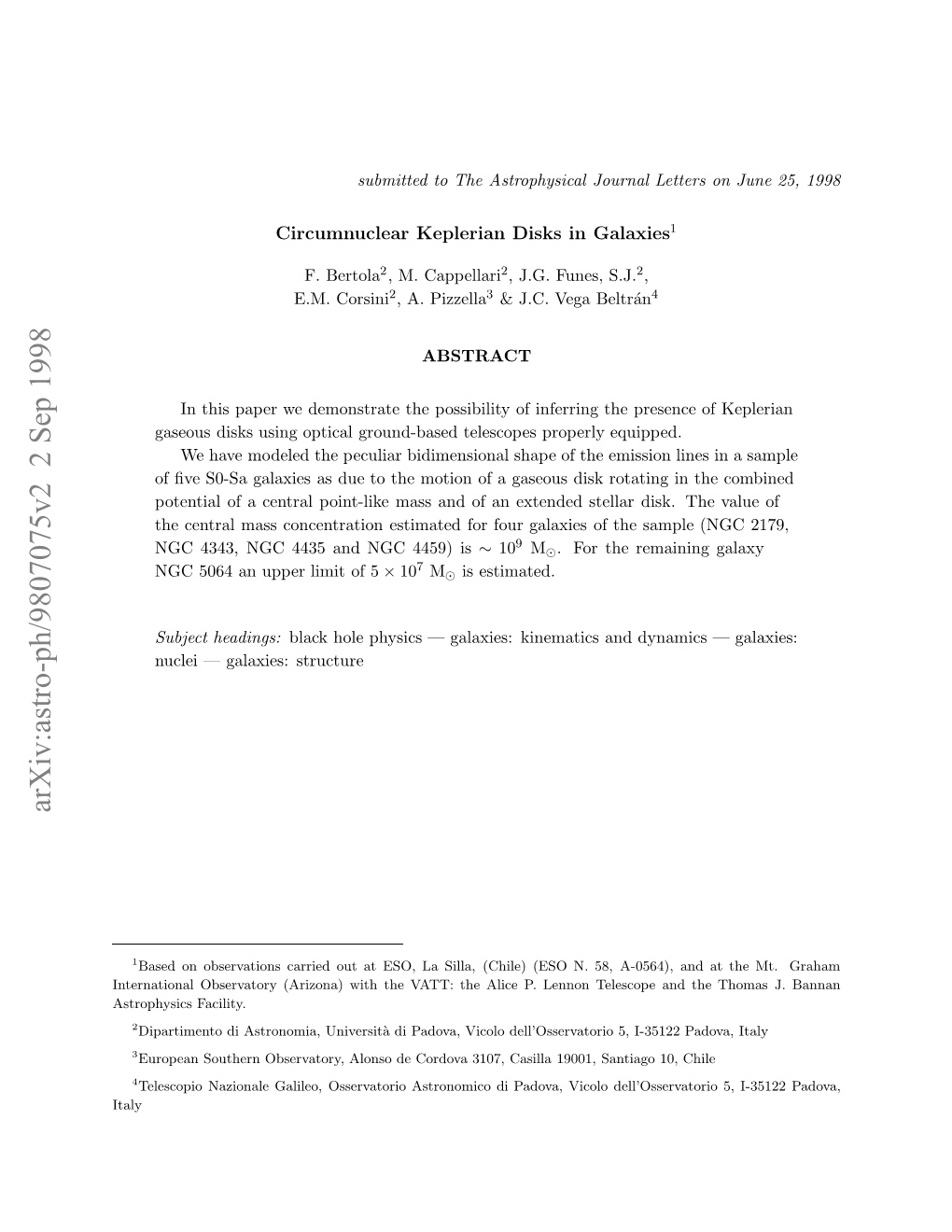 Circumnuclear Keplerian Disks in Galaxies