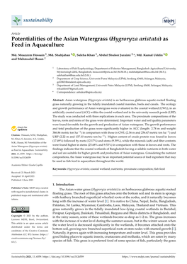 Hygroryza Aristata) As Feed in Aquaculture