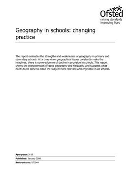 Geography in Schools: Changing Practice