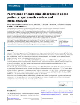 Prevalence of Endocrine Disorders in Obese Patients: Systematic Review and Meta-Analysis