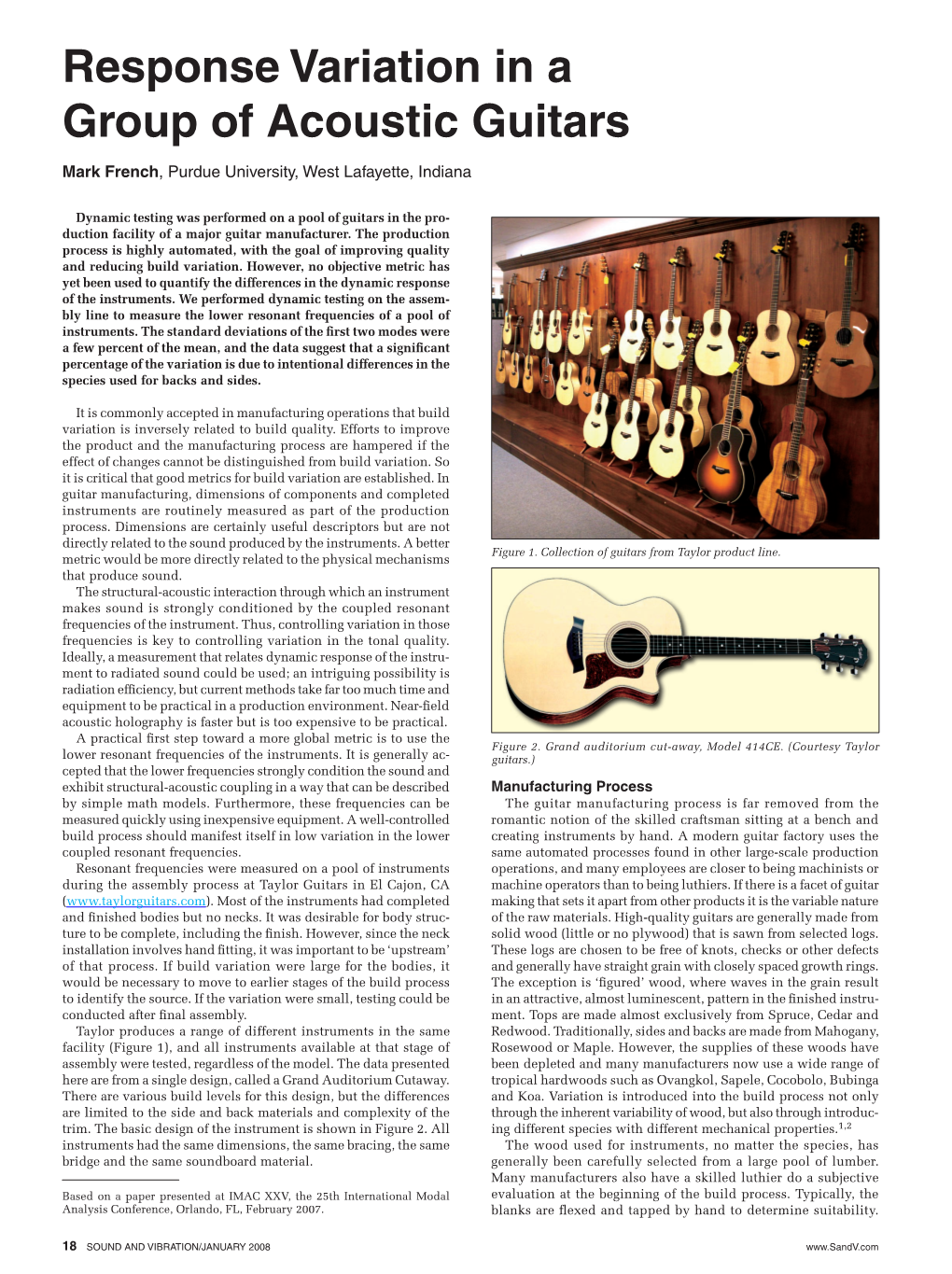 Response Variation in a Group of Acoustic Guitars