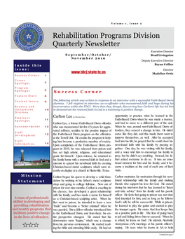 Rehabilitation Programs Division Quarterly Newsletter