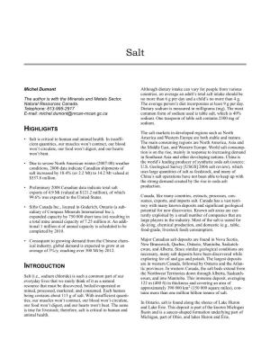 CANADIAN SALT PRODUCERS Explosives, Fertilizers, Glass, and Cosmetics