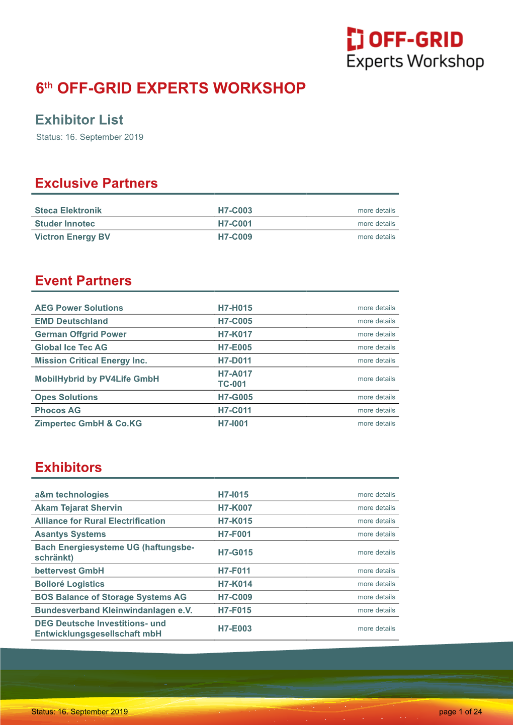 Partners and Exhibitors