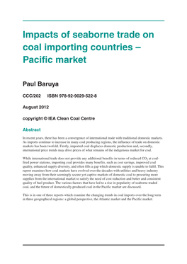 Impacts of Seaborne Trade on Coal Importing Countries – Pacific Market