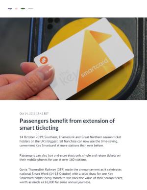 Passengers Benefit from Extension of Smart Ticketing