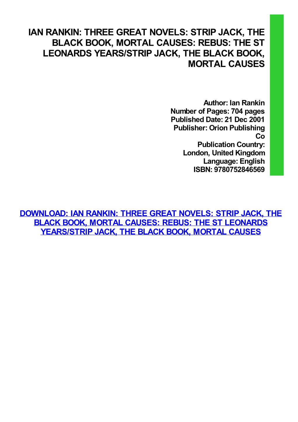 {PDF} Ian Rankin: Three Great Novels: Strip Jack, the Black Book
