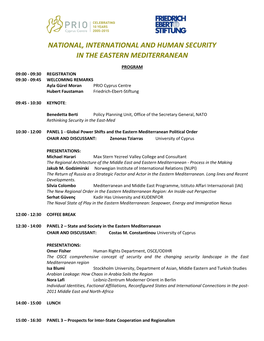 National, International and Human Security in the Eastern Mediterranean