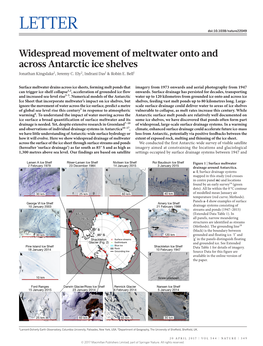 Widespread Movement of Meltwater Onto and Across Antarctic Ice Shelves Jonathan Kingslake1, Jeremy C
