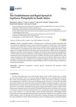 The Establishment and Rapid Spread of Sagittaria Platyphylla in South Africa