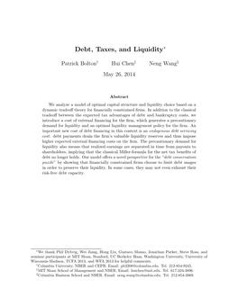 Debt, Taxes, and Liquidity∗