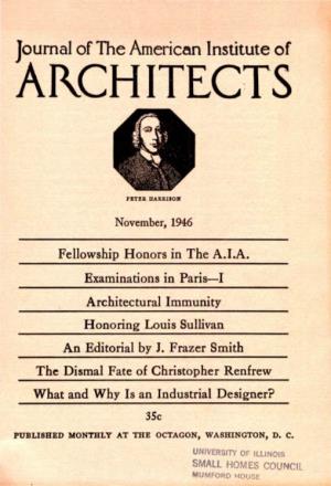 Journal of the American Institute of ARCH Itecr·S
