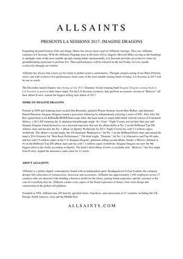 Imagine Dragons Allsaints LA Sessions Press