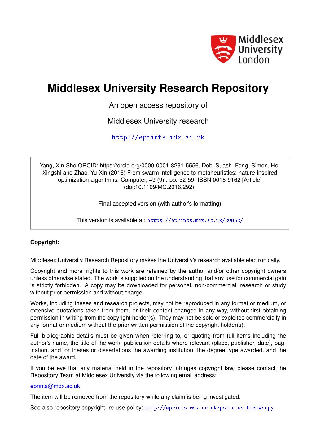 From Swarm Intelligence to Metaheuristics: Nature-Inspired Optimization Algorithms