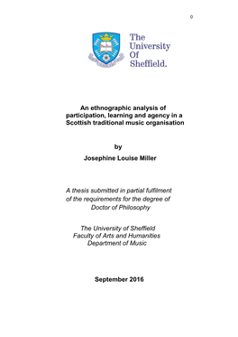 An Ethnographic Analysis of Participation, Learning and Agency in a Scottish Traditional Music Organisation