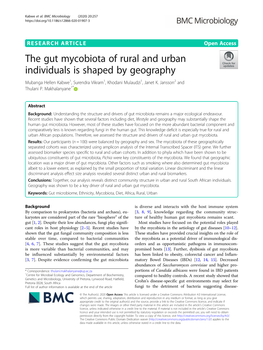 The Gut Mycobiota of Rural and Urban Individuals Is Shaped by Geography Mubanga Hellen Kabwe1, Surendra Vikram1, Khodani Mulaudzi1, Janet K