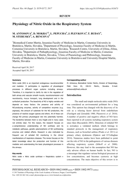 Physiology of Nitric Oxide in the Respiratory System