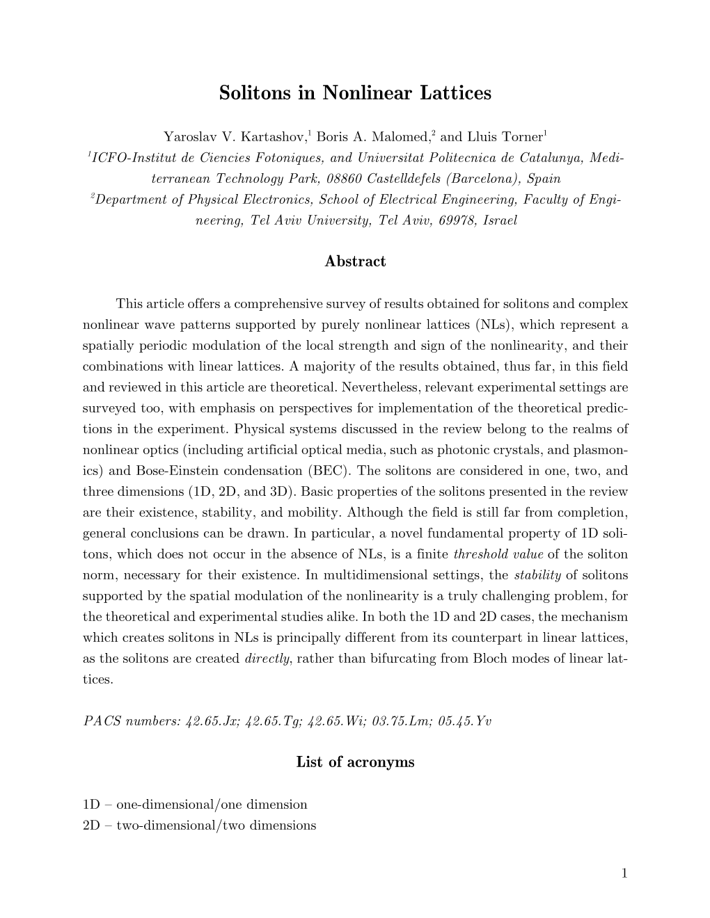 Solitons in Nonlinear Lattices