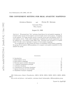 Arxiv:Math/9201254V1 [Math.FA] 1 Jan 1992 Camteaia15(90,105–159 (1990), 165 Mathematica Acta 46F15