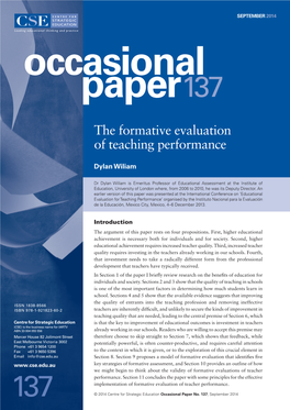 The Formative Evaluation of Teaching Performance