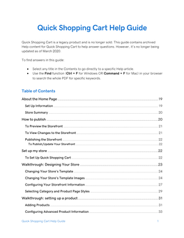 Quick Shopping Cart Help Guide