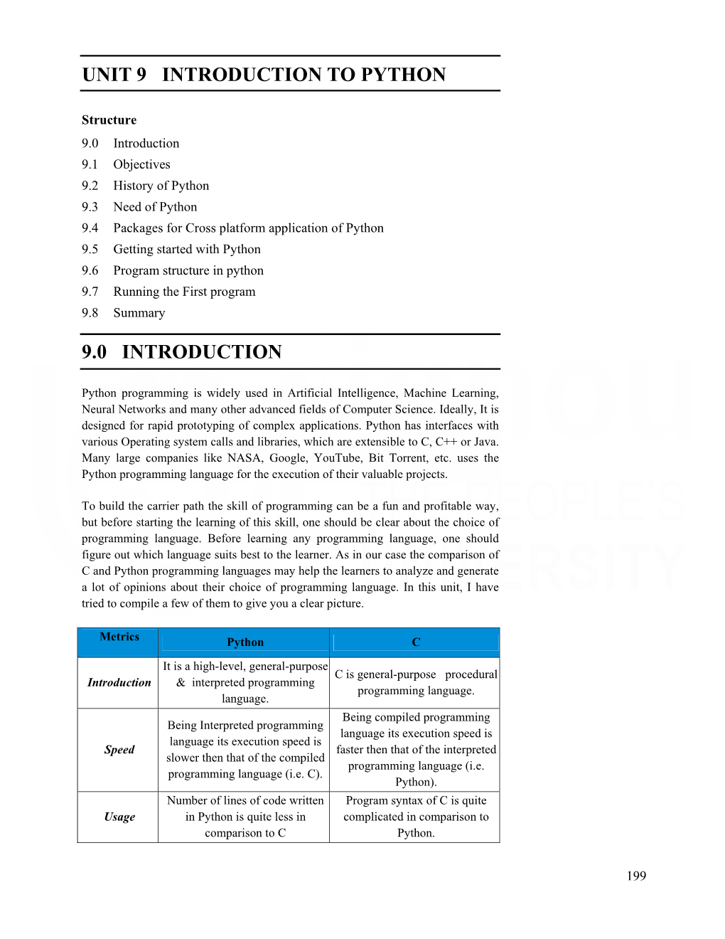 UNIT 9 INTRODUCTION to PYTHON Python