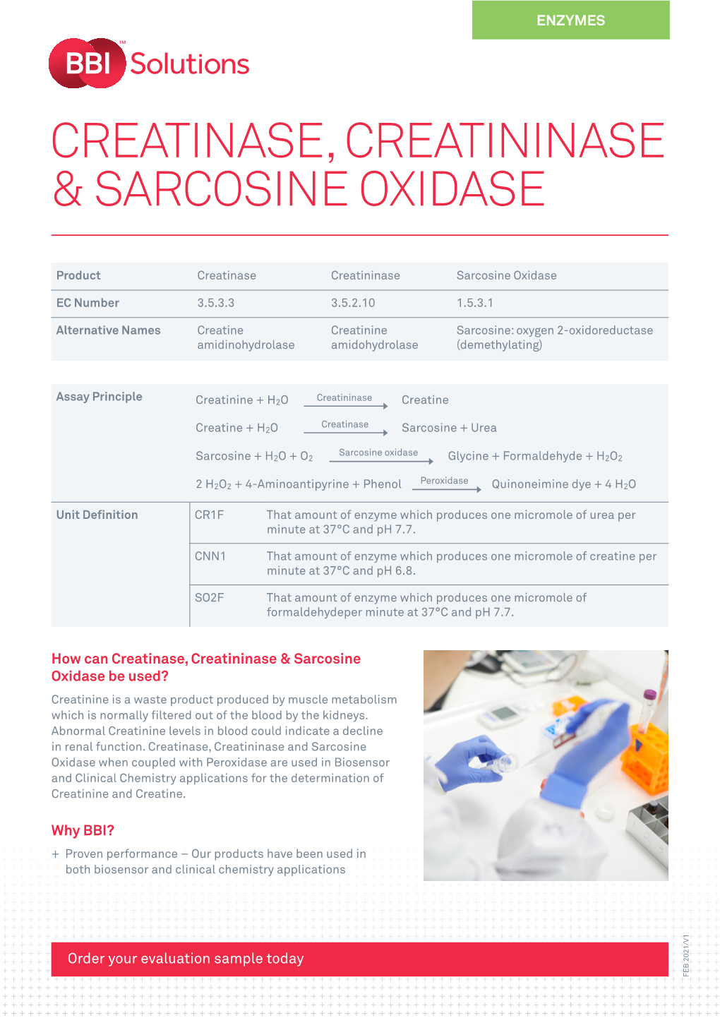 Creatinase, Creatininase & Sarcosine Oxidase