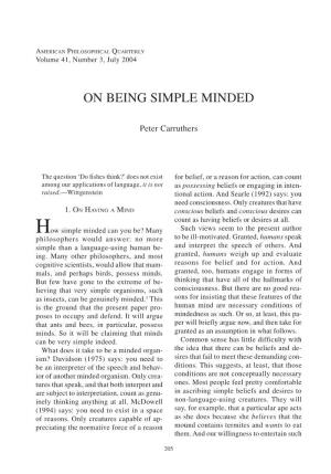 On Being Simple Minded