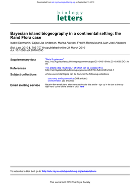 Rand Flora Case Bayesian Island Biogeography in a Continental