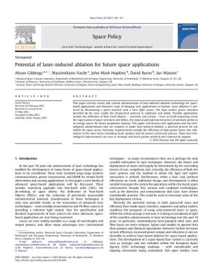 Potential of Laser-Induced Ablation for Future Space Applications
