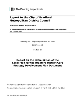 Report to the City of Bradford Metropolitan District Council