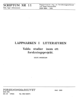 Scriptum Nr 11 Lappmarken I Litteraturen