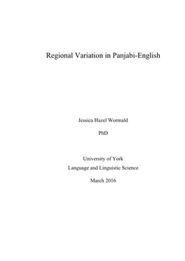 Regional Variation in Panjabi-English