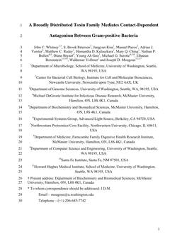 A Broadly Distributed Toxin Family Mediates Contact-Dependent Antagonism Between Gram-Positive Bacteria