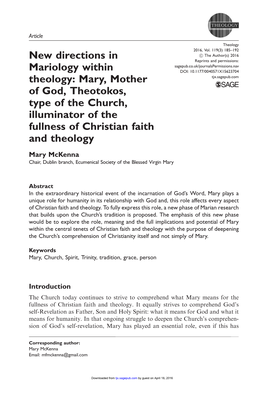 Mariology Within Theology