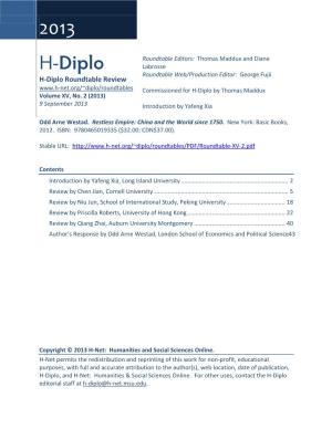 H-Diplo Roundtable, Vol. XV, No. 2